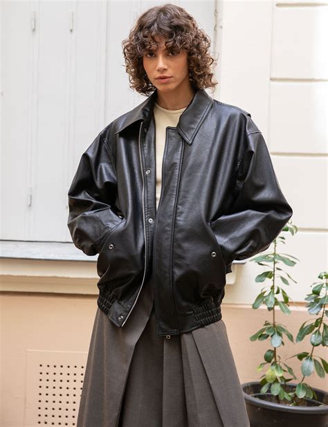 leather oversized bomber jacket|women's leather bomber jacket clearance.